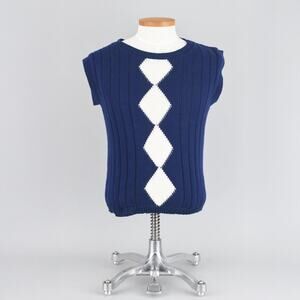 90s Slouchy Sweater Vest, Blue & White Diamond Knitwear, Women's Medium